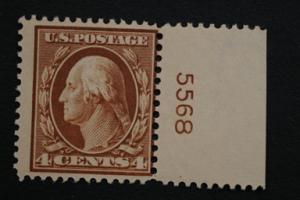 United States #377 4 Cent Washington w/ Plate Numnber MNH