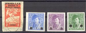 JUGOSLAVIA 4 STAMPS 1918-1919