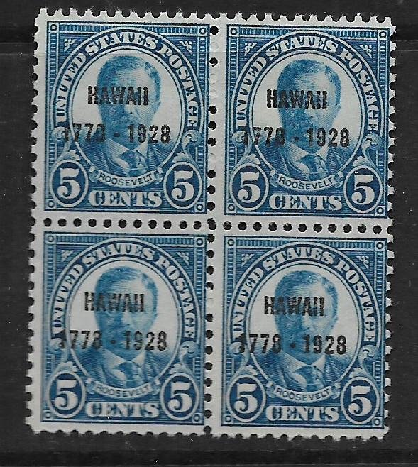 US  648 MINT HINGED, BLOCK OF 4, HAWAII