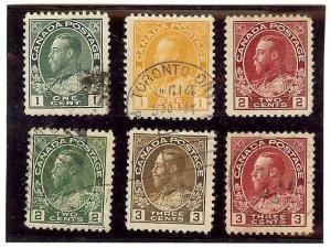 Canada Used Collection Scott #104-105-106-107-108-109