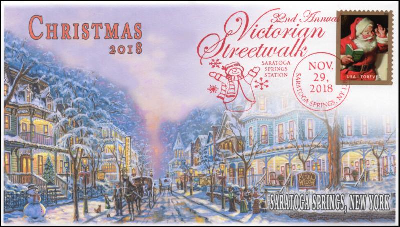 18-329, 2018, Christmas, Pictorial Postmark, Event Cover, Victorian Streetwalk,