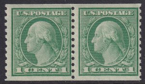 490 U.S. 1916 perf 10 vertical pair 1¢ issue MNH CV $2.60