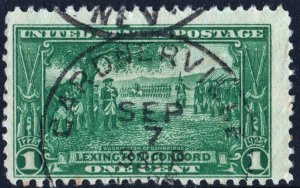 SC#617 1¢ Lexington-Concord Single (1925) Used