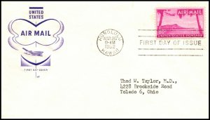 Scott C46 80 Cents Hawaii House Of Farnam FDC - Typed Address Planty C46-UN K