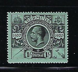 BERMUDA SCOTT #79 GEORGE V 1921 TERCENTENARY 1SH-  MINT EXTRA LIGHT HINGED