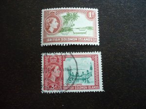 Stamps-Solomon Islands- Scott#90,94 - Mint Hinged & Used Part Set of 2 Stamps