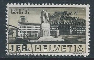 Switzerland #3O52 CTO 1fr Labor Building Issue Ovptd. Int'l Labor Bureau