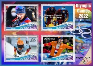 Stamps. Olympic Games 2022 in Beijing 2022 year 1+1 sheets perf Burkino Faso