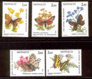 MONACO 1426-1430 MINT HINGED BUTTERFLIES & RARE FLOWERS