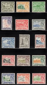 ST KITTS-NEVIS 1954-57 Island Views; Scott 120-34, SG 106a/18/ MNH