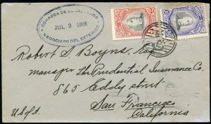Salvador #337, 341, 1906 cover to San Francisco, franked with 2c and 10c, wit...