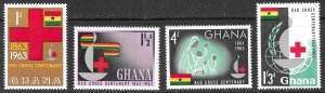 Ghana Red Cross Centennial set of 1963, Scott 139-142 MNH
