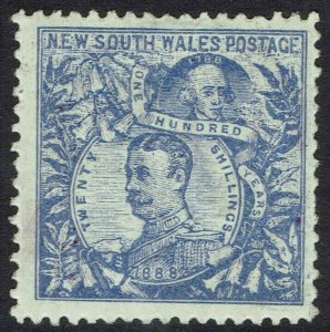 NEW SOUTH WALES 1890 CARRINGTON 20/- WMK 20/- NSW IN CIRCLE PERF 12 