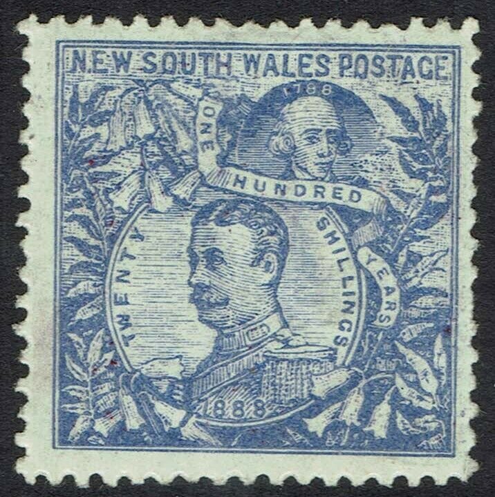 NEW SOUTH WALES 1890 CARRINGTON 20/- WMK 20/- NSW IN CIRCLE PERF 12 