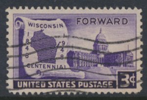 USA  SC#  957   Used 1948 Wisconsin Statehood  see scan