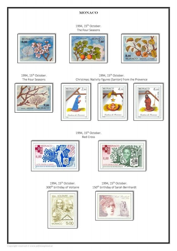 MONACO 1885 - 2021  PDF (DIGITAL) STAMP  ALBUM PAGES  (470 pages)