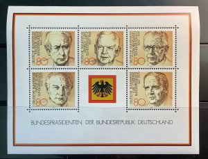 Germany 1982 Scott 1834 sheetlet of 5 MNH - Presidents of the Federal Republic