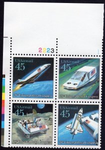 Scott #c125a (c122-25) Futuristic Mail Delivery Plate Block of 4 Stamps - MNH