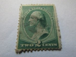 USA stamp, Scott #213, used, hinged, 2 cents, green George Washington 1887,