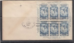 Z4849 JL Stamps usa feb 10 1934 fdc new york byrd antarctic s/s used on cover