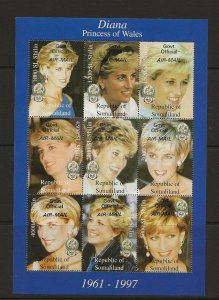 Thematic Stamps  Diana . Republic of Somaliland Princess Diana Airmail sht  MNH