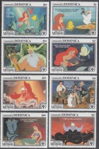 DOMINICA # 1348-55 DISNEY STAMPS CELEBRATING the MOVIE - THE LITTLE MERMAID