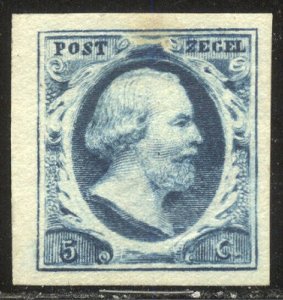 NETHERLANDS #1 Mint VF - 1852 5c Blue