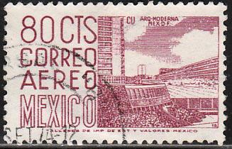 MEXICO C288, 80c 1950 Def 5th Issue Fluorescent uncoated. USED. F-VF. (1437)