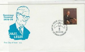 Canada 1982 Jules Leger Gov General 1974-79 FDC Owl CancelStamps Cover ref 21992