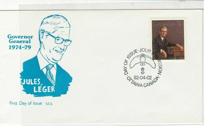 Canada 1982 Jules Leger Gov General 1974-79 FDC Owl CancelStamps Cover ref 21992