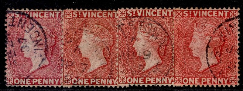 ST. VINCENT QV SG48 + 48a + 48b + 48c, 1d SHADE VARIETIES, FINE USED.