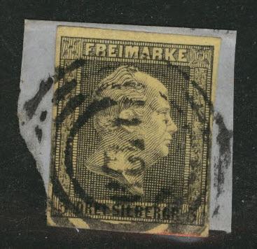 Prussia German State Scott 5 wmk 162, post office # on piece