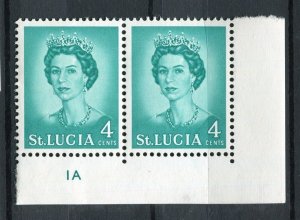 ST.LUCIA; 1960s early QEII pictorial issue MINT MNH Sheet CORNER PAIR