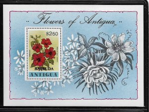 ANTIGUA, 523, MNH, SS BARBUDA FLOWER