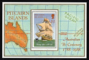 PITCAIRN ISLANDS 1988 Australia Bicentennial S/S; Scott 297; MNH