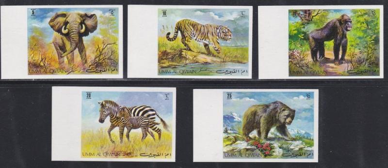 Umm Al Qiwain M # 478A-482A, Wild Animals, Imperf Set, NH