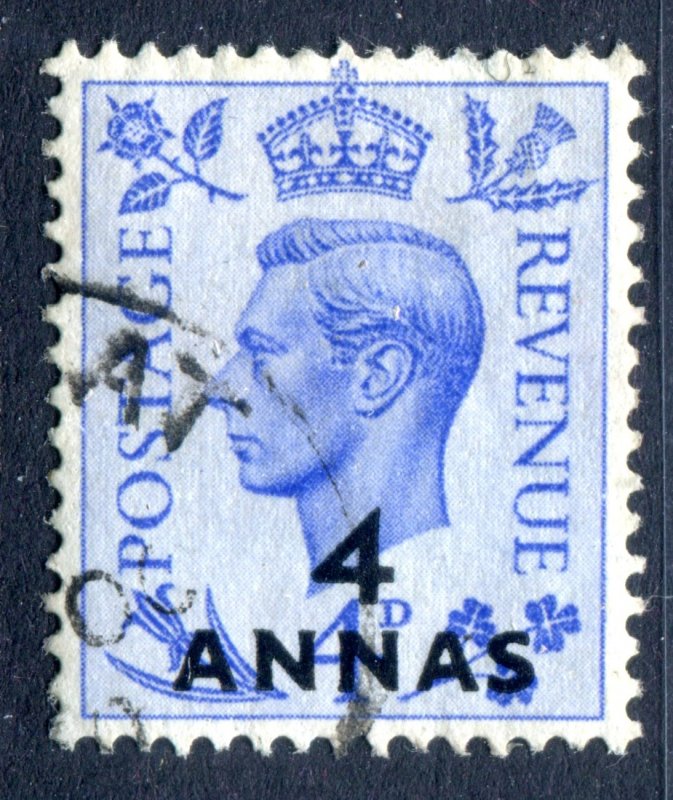 British Postal Agencies in Eastern Arabia 1950 KGVI. 4a on 4d stamp. Used. SG40.