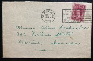 1939 St Johns Newfoundland Slogan Cancel Cover To Montreal Canada