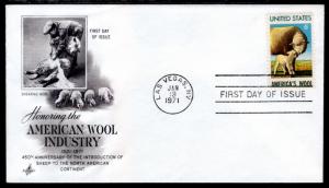 US 1423 Wool Artcraft U/A FDC