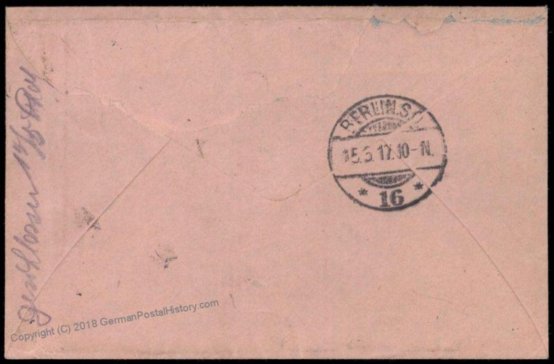 Germany 1917 WWI Berlin Rohrpost Pneumatic Mail Cover Germania 82654