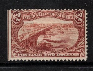 USA #293 Mint Fine Full Original Gum Hinged - Tiny Thin **With Certificate**