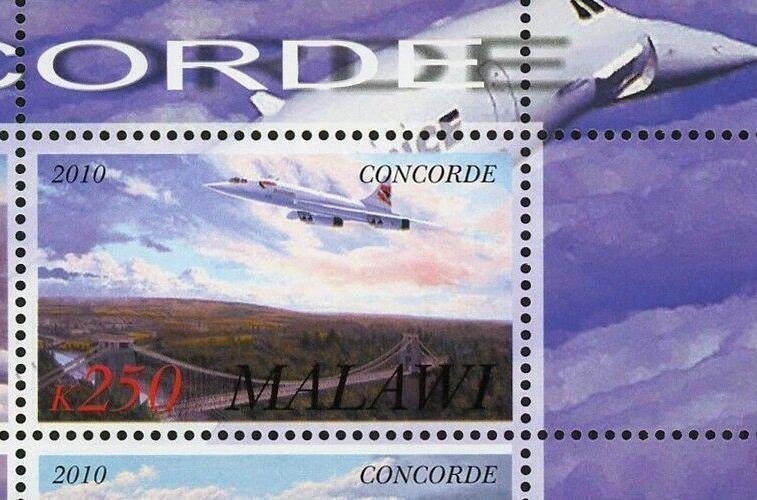 Congo Concorde Cloud Airplane Transportation Souvenir Sheet of 4 Stamps Mint NH