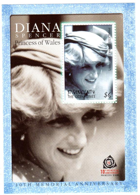 St.Vincent & The Grenadines 2007 Sc#3579 Diana 10th.memorial Anniv. S/S MNH