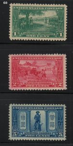 1925 Lexington Concord Sc 617-19 MNH set CV $36