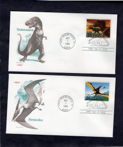 2422-2425 Prehistoric Animals, FDC set/4 Artmaster cachets