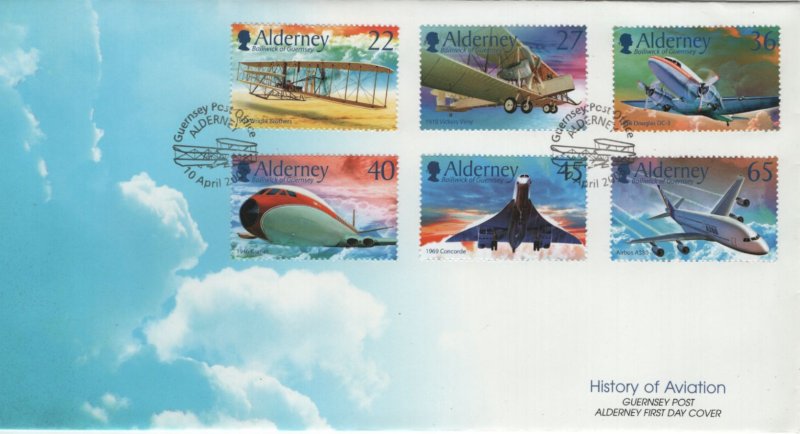 Alderney 2003 FDC Sc 203-208 Airplanes Powered Flight 100th ann