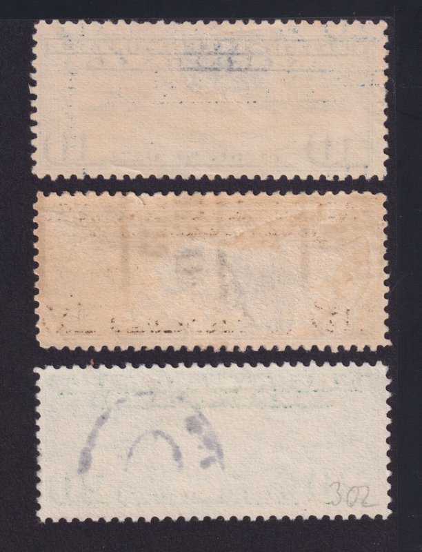 US AIRMAIL C7 C8 C9 10c -20c bl. brn. grn. SETof3 UVF US Map & 2 Mail Bi-Planes