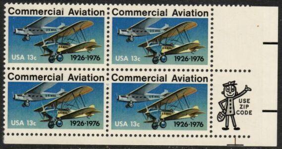 US Stamp #1684 MNH - Commercial Aviation ZIP Block of 4