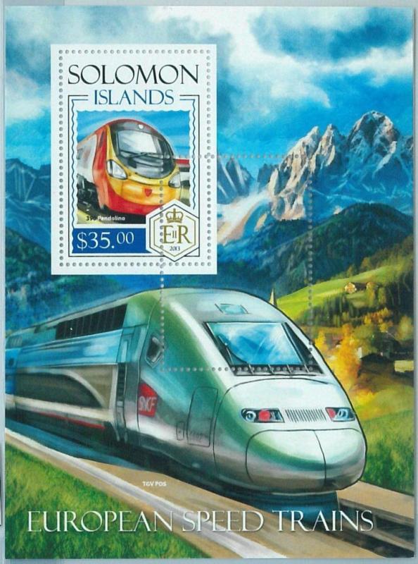 1365 - SOLOMON ISLANDS - ERROR, 2013 MISSPERF SHEET: European Speed Train