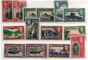 Ceylon 278, 278c, 279c-d, 280-86, 286d, 287-8 Mint Hinged